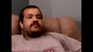 Amateur dude strokes cock and receives BJ unfamiliar fat dark-skinned gay